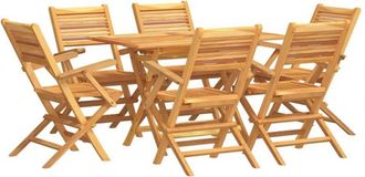 vidaXL Vidaxl - Juego De Comedor De Jard&iacute;n 7 Piezas Madera Maciza De Teca