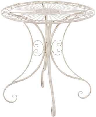 Clp Mesa redonda de exterior para 4 personas en metal crema antiguo