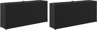 vidaXL Garden Planters with 2 Pots 2 pcs Black 90x20x40 cm Poly Rattan vidaXL