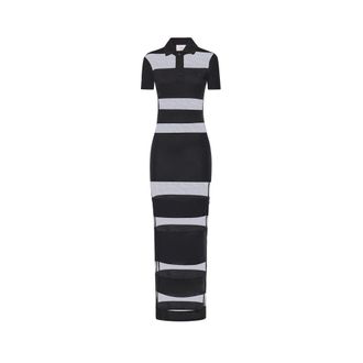 Coperni Maxi Dresses, female, Black, Size: M Striped Sheer Polo Dress