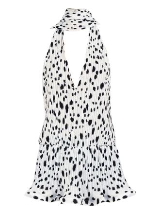 Rowen Rose dalmatian-pattern pleated dress - women - Polyester - 38 - White