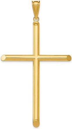 Diamond2Deal 14k Yellow Gold Polished Tube Cross Pendant