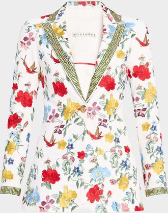 Alice & Olivia Breann Embroidered Fitted Blazer