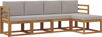 vidaXL Conjunto De Sof&aacute;s De Exterior 5 Uds. Gris Natural Y Claro Vidaxl