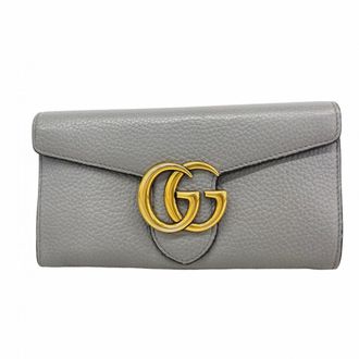 Gucci Gray Leather Long Wallet (Bi-Fold) (Pre-Owned)