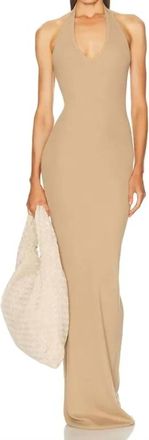 &Eacute;terne Halter Neck Maxi Dress In Taupe