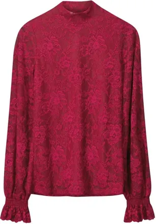 Pom Amsterdam Tops, Dames, Rood, S, Polyester, Lace Turtleneck