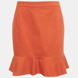 M Missoni Brown Cotton Ruffled Mini Skirt