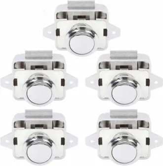 OEM Pulsante Per Camper E Caravan - Serratura A Scrocco Per Porte O Armadietti, 5 Pezzi In Argento, Compatibile Con Motori - Trimec