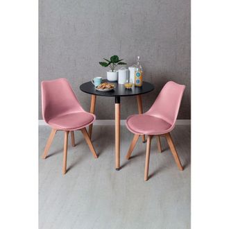 Regalos Miguel Regalos Miguel - Black Friday - Conjunto Mesa Tower Redonda 80 Cm Negra Y Pack 2 Sillas Synk Basic - Rosa