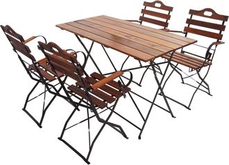 Hhg Juego De Jard&iacute;n De Cerveza Hhg 439, Juego De Bistro Mesa Plegable Silla Plegable, Gastronom&iacute;a Calidad Acacia Mvg-certificado, Marr&oacute;n