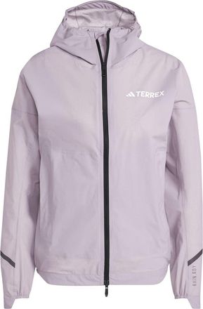 adidas Womens Solid Patterned Hooded Rain Jacket in Purple - Size 12 UK