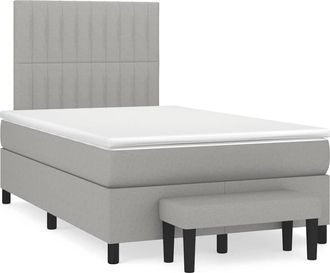 vidaXL Vidaxl - Cama Box Spring Con Colch&oacute;n Tela Gris Claro 120x190 Cm