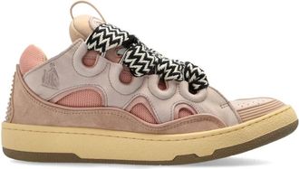 Lanvin Schoenen, Dames, Roze, 36 EU, Leer, Roze Sneakers met Curb Design