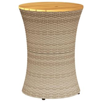vidaXL Mesa De Jard&iacute;n Forma De Tambor Rat&aacute;n Sint&eacute;tico Y Madera Beige Vidaxl