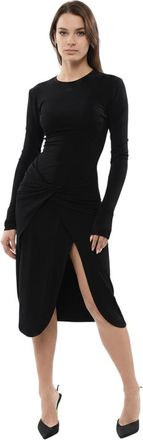 Off-white Black Round Neck Midi Dress