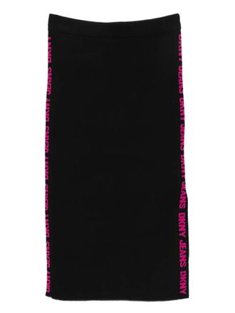 DKNY logo-stripe midi skirt - Black