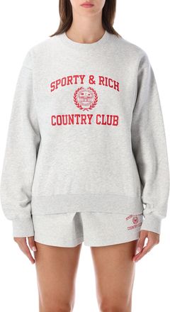 Sporty & Rich Varisity Light Grey Red Emblem Sweatshirt