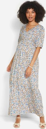 Bonprix Stillkleid BONPRIX, Damen, Gr. 32/34 (XS), N-Gr, nebelblau gebl&uuml;mt, Obermaterial: 95% Viskose, 5% Elasthan, bequem, Kleider Stillkleid, f&uuml;r festliche 