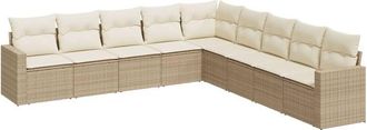 vidaXL Set De Sof&aacute;s De Jard&iacute;n 9 Pzas Con Cojines Rat&aacute;n Sint&eacute;tico Beige Vidaxl