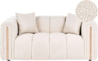 Beliani 2 Seater Sofa Beige Boucle Upholstery Curved Organic Shaped Sofa Modern Minimalistic Style Living Room MORSIL