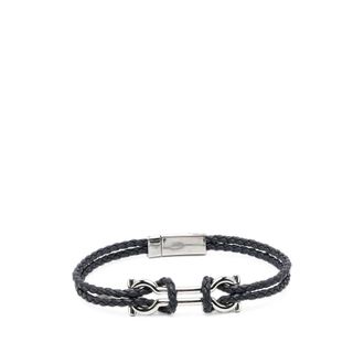 Ferragamo Gevlochten leren armband - Heren - Armbanden - Zwart - ONE Size - Leer - Accessoires