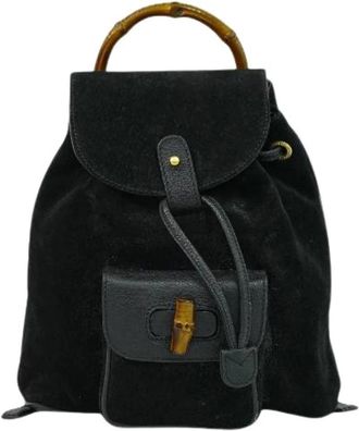 Gucci Pre-owned Backpacks, female, Black, Size: ONE SIZE Pre-owned Suede Backpack
