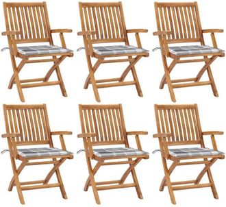 vidaXL Vidaxl - Sillas De Jard&iacute;n Plegables 6 Uds Madera Maciza Teca Con Cojines