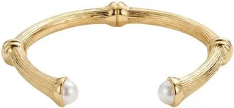 Argento Vivo Faux Pearl Bamboo Cuff Bracelet in Gold at Nordstrom
