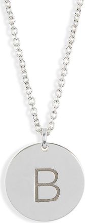 Meshmerise Initial Disc Pendant Necklace in White-B at Nordstrom Rack