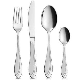 OEM Juego De Cubiertos De Acero Para 6 Personas, 24 Piezas: Tenedor, Cuchara, Cuchillo Y Cucharilla