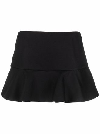 Red Valentino pleated flare-hem shorts - women - Cotton/Polyamide/Polyester/Spandex/Elastane/Acetate - 40 - Black