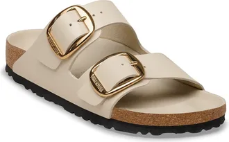 Birkenstock Womens Slides Arizona Shine Oyster Slippers Flat Shoes