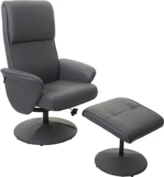 Hhg Poltrona Relax Reclinabile Helsinki Girevole Con Poggiapiedi Ecopelle Grigio Opaco
