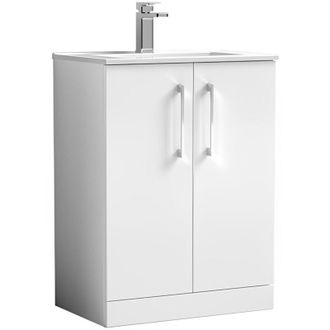 Nuie Nuie - Arno Floor Standing 2-Door Vanity Unit with Basin-2 600mm Wide - Gloss White