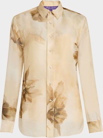 Ralph Lauren Collection Adrienne Siena Floral Silk Button-Down Shirt