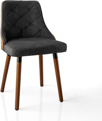 Oresteluchetta Set 2 sillas de madera nogal, tejido negro hidr&oacute;fugo 80x47x55 cm