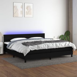 vidaXL Vidaxl - Cama Box Spring Colch&oacute;n Y Luces Led Tela Negro 200x200 Cm