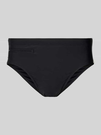 Schiesser Slim Fit Badehose mit Reißverschlusstasche in Black, Größe XXL