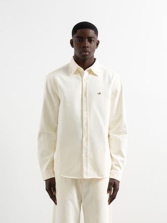 Edmmond Studios Duck Logo Denim Shirt in Plain Off White at Nordstrom, Size Xx-Large