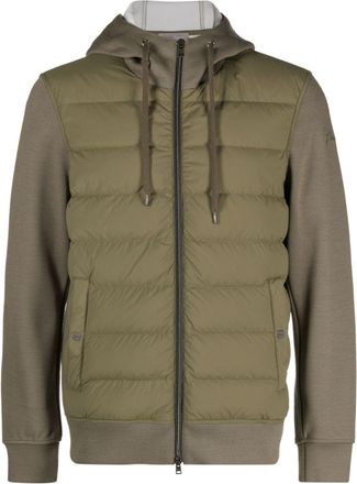 Herno quilted-panel hooded jacket - men - Polyamide/Spandex/Elastane/Polyamide/Polyester/Polyester/Wool/Goose Down/Goose Feather - 54 - Green