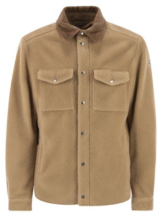 Moncler Shacket mit geripptem Samtbesatz in Teddy-Optik