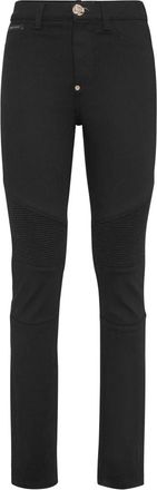 Philipp Plein Denim Broek Hoge Taille Biker - Dames - Skinny Jeans - Zwart - W26 - Denim - Jeans