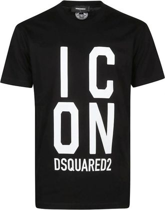 Dsquared2 Mens Dsquared2 Bold Icon Logo Cool Fit Black T-Shirt - Size: 36