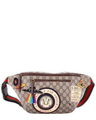 Gucci Courrier Zip Belt Bag Gg Coated With Applique (Authentic Pre-Loved)