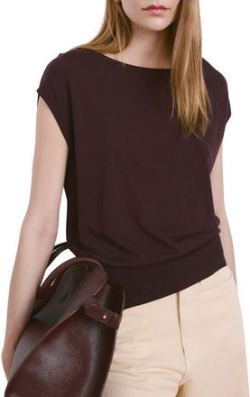 Mango Boat Neck Cap Sleeve Sweater in Wine at Nordstrom, Size Medium