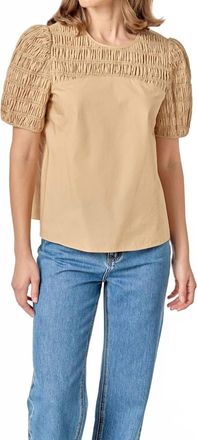 English Factory Womens Smocked Top In Tan