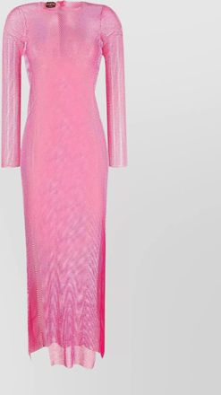 Santa Brands long sleeve rhinestone embellished sheer dress