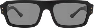Ray-Ban Ray Ban Lukas Bio-Based Polarized Black Rectangular Unisex Sunglasses RB4454 667748 56