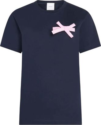 Patou Navy Blue Crew Neck Bow T-Shirt